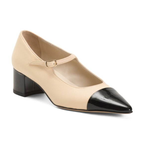 AMALFI Made In Italy Leather Pluto Cap Toe Heels - Picture 1 of 3